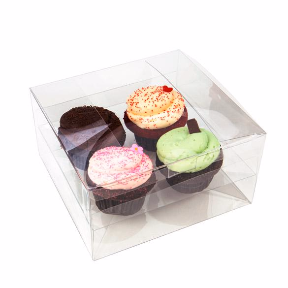 Cupcake Boxes Square Cupcake Clear Box & Cupcake Tray Insert Set 7 1/2" x 7" x 4" 100 Sets |