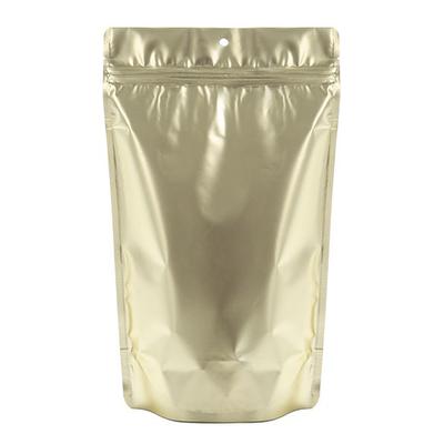 Large Zipper Gusset Pouch Bags Light Gold High Barrier Holds 8 oz. - 12 oz. Size: 6 3/4