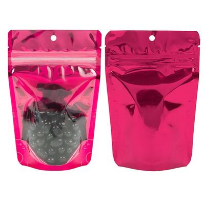 Small Food Safe Resealable Pouch Bags - Clear Front with Pretty Fuchsia Pink Back - Holds 2 oz. Size: 4" x 2 3/8" x 6" 100 Bags |