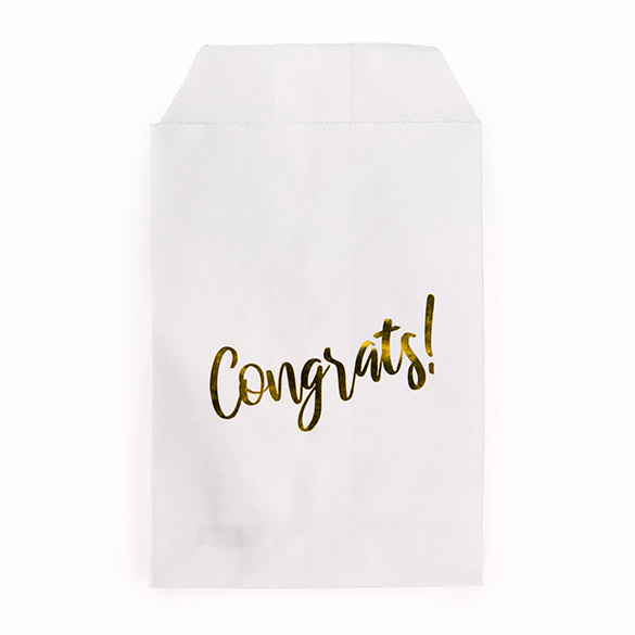 Paper Treat Bags Gold Congrats 3" x 5" 100 pack GPB35GC