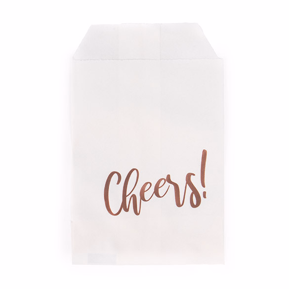 Paper Treat Bags Rose Gold Cheers 3" x 5" 100 pack GPB35RCH