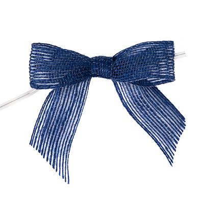 Dark Blue Jute Pre-tied Bow 3 1/2