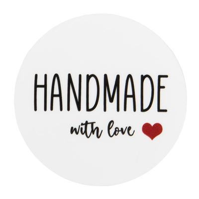 Round Handmade with Love Heart Stickers 25 Per Sheet 1 1/2" Diameter