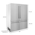 "ZLINE 60"" 32.2 cu. ft. Built-In 4-Door French Door Freezer Refrigerator with Internal Water and Ice Dispenser in Fingerprint Resistant Stainless Steel - Zline Kitchen and Bath RBIV-SN-60"