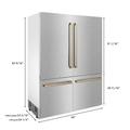 "ZLINE 60"" Autograph Edition 32.2 cu. ft. Built-in 4-Door French Door Refrigerator with Internal Water and Ice Dispenser in Fingerprint Resistant Stainless Steel with Gold Accents - Zline Kitchen and Bath RBIVZ-SN-60-G"