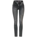 Street One Graue Slim Fit Jeans Damen authentic dark grey wash, Gr. 32-30, Baumwolle, Weiblich Denim Hosen