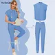 Blue Hospital Uniform Soft Elastic Fabric Clinic Workwear Operating RoomTop Pants Surgical Clothes