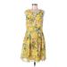 London Times Casual Dress - Mini Scoop Neck Sleeveless: Yellow Floral Dresses - Women's Size 8