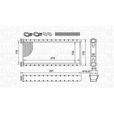 Magneti Marelli Wärmetauscher, Innenraumheizung [Hersteller-Nr. 350218514000] für Citroën, Ds, Opel, Peugeot Image