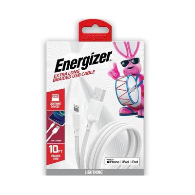 Energizer 06720 - 10ft Braided Lightning Cable (ENG-LC3WH) Standard Charger