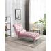 Stylish Leisure Concubine Sofa Curved Edges Velvet Concubine Sofa Chaise Lounger with Acrylic Feet, for Livingroom, Pink