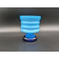 Friedrich Kristall Glas Vase hooped blau blue weiß white space age Pop Art design 70s 70er vintage