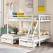 Wood Triple Bunk Bed with Drawers and Guardrails, Full Over Twin & Twin Bunk Bed