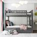 Trundle Bunk Bed Full Over Full Bunk Bed with Twin Trundle, Pine Bunk Bed Frame with Ladder & Guardrail, Convertible into 2 Beds