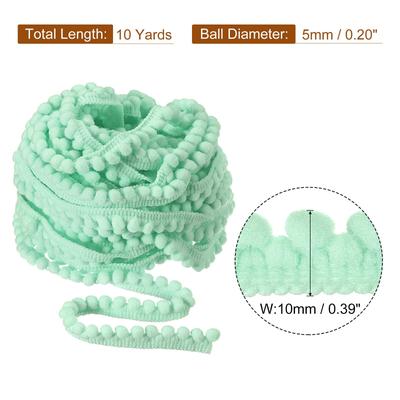 10 Yards Pom Pom Ball Fringe Trim Ribbon Sewing Trim DIY Crafts, 5mm