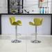 Modern Bar Stools Set of 2, Velvet Height Adjustable Swivel Barstools, Armless Kitchen Island Counter Chairs w/ Back & Footrest