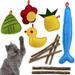 Cat Catnip Toys Set 12 Pack for Indoor Cats Cute Kitten Felt Catnip Interactive Cat Kicker Toys with Catnip Sticks Natural for Dental Health Teething Chew Wand Toys Replacement Matatabi Silvervine