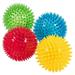 dipperdap 3.5â€� Spikey Dog Balls (4 Pack) Squeaky Dog Toys | Cleans Teeth for Healthier Gums | Non-Toxic BPA-Free Dog Toys for Aggressive Chewers | Spikey Balls in Red Blue Yellow and Green