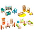 Giraffe 4 Set Colorful Wooden Doll House Furniture Wood Miniature Bathroom/ Living Room/ Bedroom/ Kitchen House Furniture Dollhouse Doll Decoration Accessories Pretend Play Kids Toy