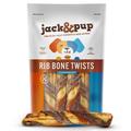 Jack&Pup Twist Beef Rib Bones for Dogs 7 Beef Rib Bone Small Dog Bones for Puppies with Beef Jerky Twist for Flavor and Fun - Healthy Dog Bones Rib Small Dog Chew Bones (4 Count)