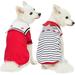 Blueberry Pet Soft & Comfy Summer Vacation Beach Cotton Dog T-Shirts Cerise Red 2 Pack Sailor Suit Shirts Tank Top Clothes Back Length 14 for Small Medium Dogs