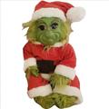 7.8Inch Grinch Baby Doll for Kids Hairy Christmas Grinch Baby with Removable Santa Costume Handmade Lifelike Stuffed Plush Toy Christmas Cartoon Doll Gifts Xmas Home Decorations