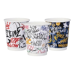 250x Kaffeebecher CoffeeToGo Pappbecher Doppelwand GRAFFITI MIX 200ml