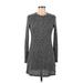 Topshop Casual Dress - Mini Crew Neck Long sleeves: Gray Marled Dresses - Women's Size 6