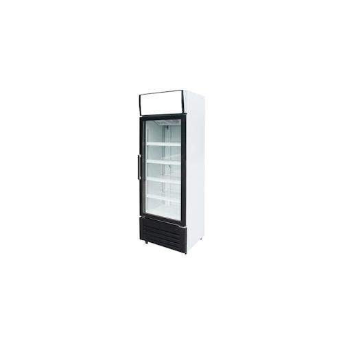 Gastro mobiler Flaschenkühlschrank Getränkekühlschrank Kühlschrank weiß 305L 1 Glastür 2/8°C mit Display