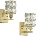 KESHENGDA 2 Pack 1 Light Crystal Wall Sconce with Plating Champagne Finish Modern and Concise Style Wall Light Fixture with Crystal Plate Metal Shade for Bath Room Bed Room