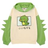 Little Girls Hoodies Dinosaur Hoodie Pullover Sweatshirt Cute Raglan Sleeve Splice Cartoon Hooded Winter Kids Casual Tops Green 6 Years-7 Years