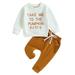 Kids Baby Boys Outfits Set Long Sleeve Letters Print Sweatshirt with Sweatpants 2pcs Suit Halloween Clothes