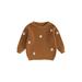 Qtinghua Newborn Infant Toddler Baby Girls Knitted Sweater Floral Embroidery Casual Long Sleeve Pullover Knitwear Warm Clothes Chestnut Yellow 3-4 Years