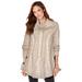 Plus Size Women's Cowl Neck Cable Pullover by Roaman's in Ivory New Khaki (Size M)
