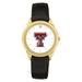 Men's Gold Texas Tech Red Raiders Black Leather Wristwatch