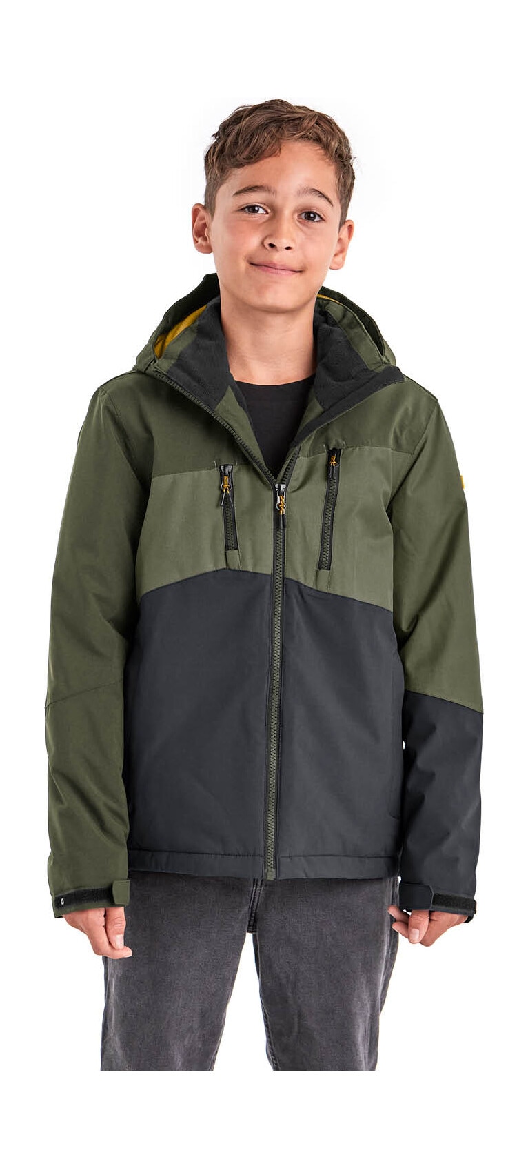Outdoorjacke KILLTEC "KOW 204 BYS JCKT", Kinder, Gr. 140, grün (olivgrün), Oberstoff: 100% Polyester, Futter: 100% Polyester, Füllung: 100% Polyester, Sportlich, Jacken, Wasserdichte, atmungsaktive Winterjacke mit verstellbarer Kapuze Image