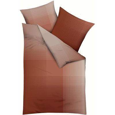 Bettwäsche KAEPPEL "Master", orange (terra), B/L: 140cm x 200cm, , Mako-Satin, B/L: 70cm x 90cm, Mako-Satin, Obermaterial: 100% Baumwolle, Bettwäsche, mit Karomuster Image