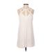 BCBGMAXAZRIA Casual Dress - Shift High Neck Sleeveless: White Solid Dresses - Women's Size 2X-Small
