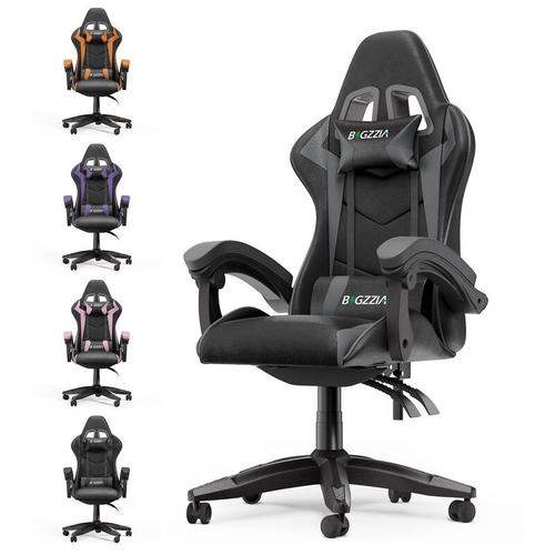 Bigzzia - Gaming Stuhl bis 136kg Gamer Stühle mit Lendenkissen + Gaming-Stühle Kopfstütze - Gaming