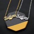 Customized Name Hip Hop Letter Necklace Double Nameplated Heart Thick Figaro Chain Stainless Steel
