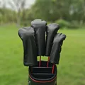 Black Golf Wood Cover Driver Fairway Hybrid Waterproof Protector Set PU Leather Soft Durable Golf