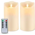 2 pack 6” x 3” Outdoor Waterproof Flameless Candles Flickering Moving Flame LED Candles Battery