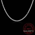 40cm-75cm 4mm 925 Sterling Silver Side Curb Chain Choker Necklace Women Girls Jewelry Colar Collier