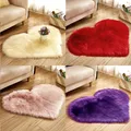 Shaggy Carpet Artificial Sheepskin Hairy Mat Wool Faux Fluffy Mats Love Heart Rugs NO Lint Carpet