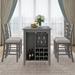 5-Piece Counter Height Dining Set with Bar Wine Compartment