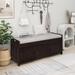 Entryway Storage Bench Linen Cushion Shoe Bench w/Adjustable Shelves