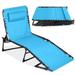 Best Choice Products Patio Chaise Lounge Chair Outdoor Portable Adjustable Pool Recliner w/ Pillow - Light Blue