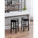 29" Counter Height Bar Stools Backless Leather Saddle Barstools with Solid Wood Legs for Kitchen Counter (Set of 2), Grey