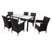 7-Pieces Outdoor Wicker Dining set - Dining table set for 7 - Patio Rattan Furniture Set with Beige Cushion