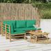 Irfora 5 Piece Patio Set with Green Cushions Bamboo
